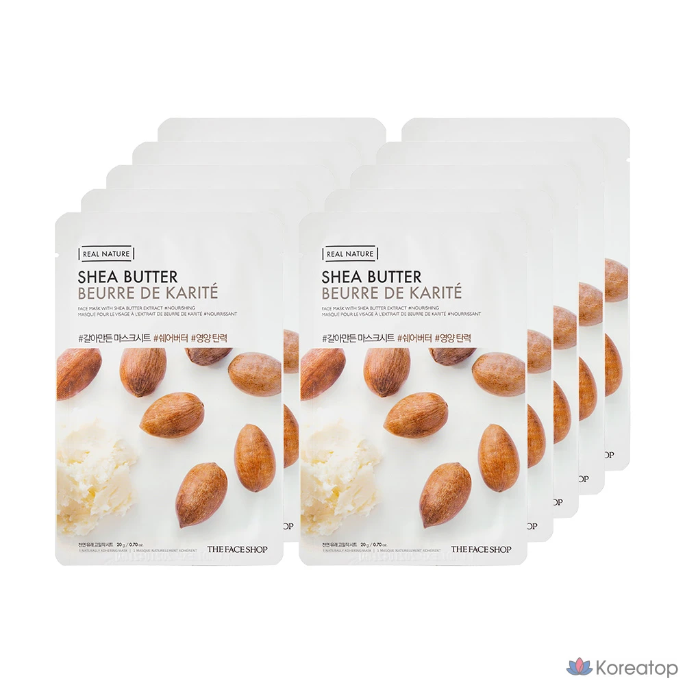 Тканевая маска для лица The Face Shop Real Nature Shea Butter Mask, 10 шт.