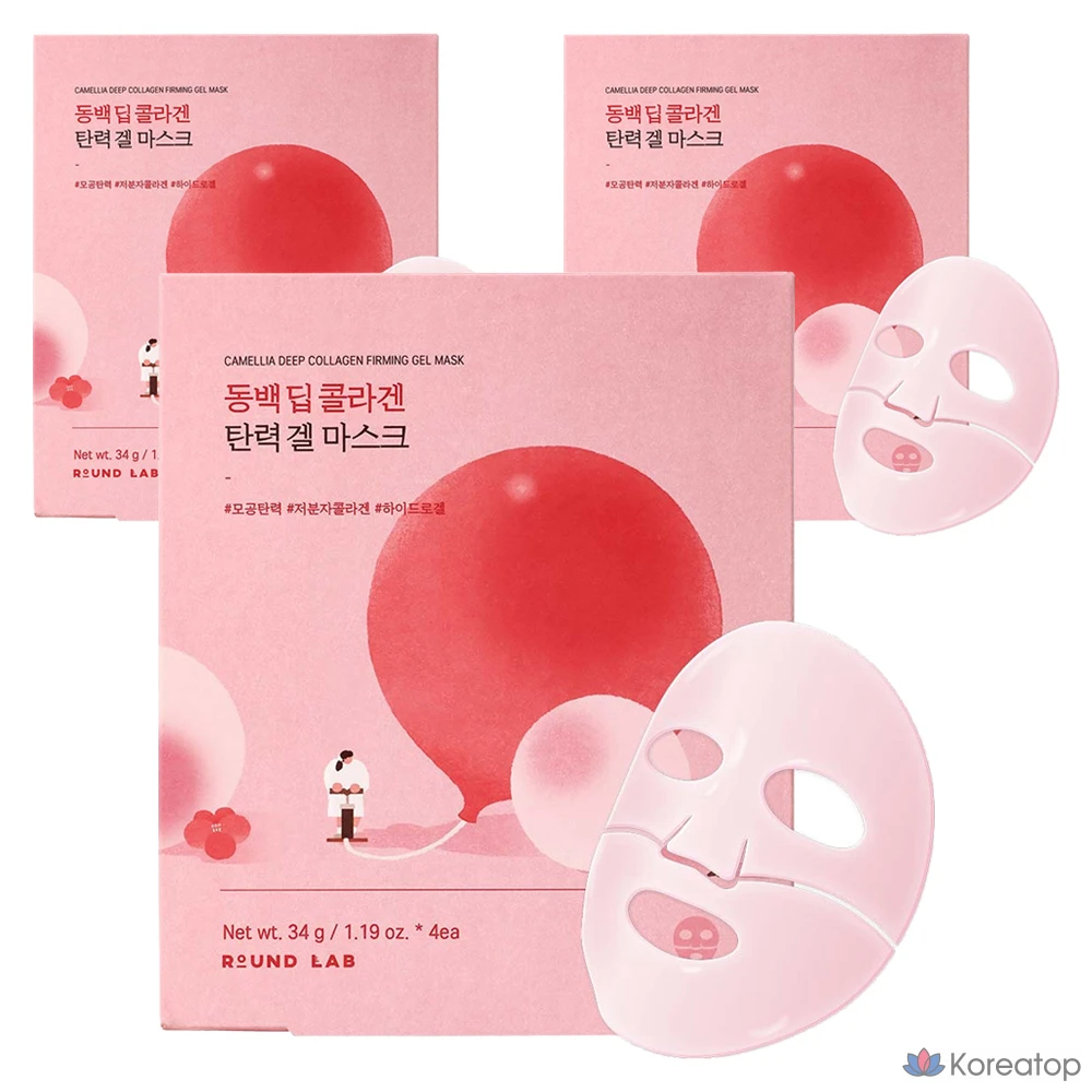 Гелевая маска для лица Round Lab Camellia Deep Collagen Firming Gel Mask, 34 г, 12 шт.