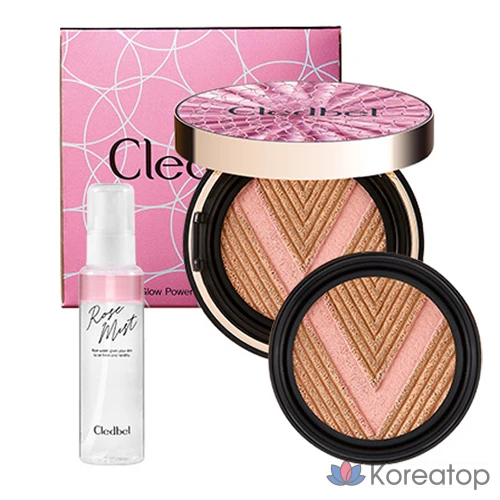 Кушон Cledbel Glowpower Lift V Pink Cushion Foundation, оттенок 21, 13 г + 13 г + 100 мл, 1 шт.