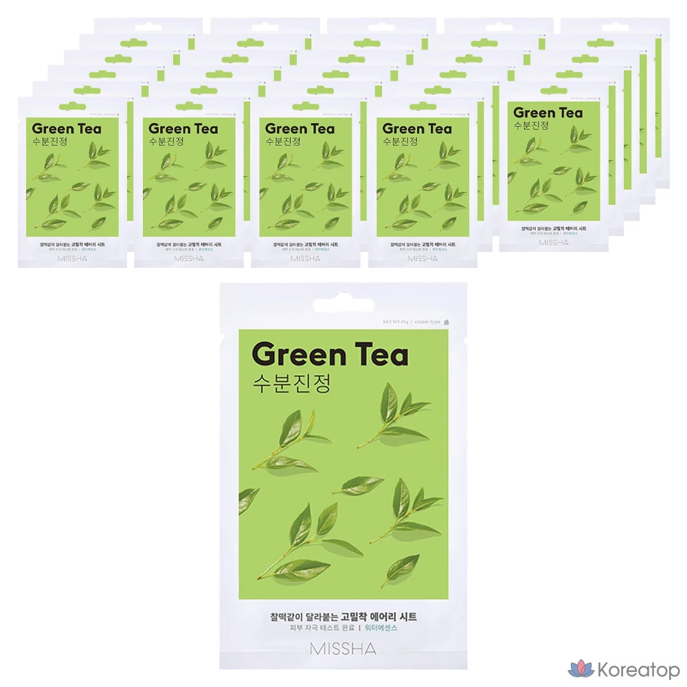 Тканевая маска для лица Missha Airy Fit Sheet Mask Green Tea, 100 шт.