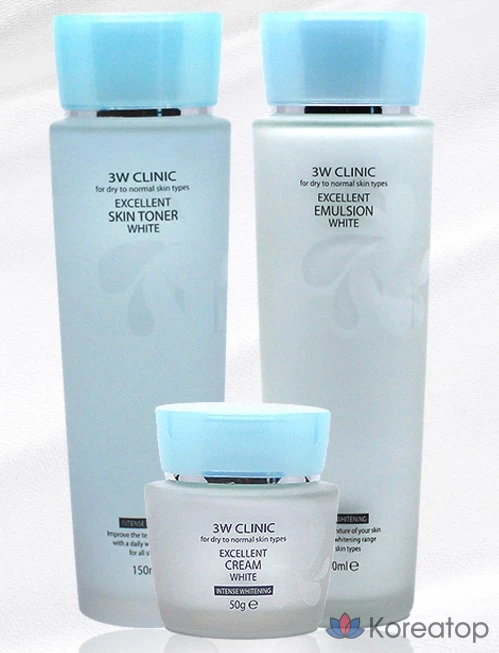 Набор для ухода 3W Clinic Excellent White Skin Care 3-piece Set (Toner + Emulsion + Cream), 1 шт.