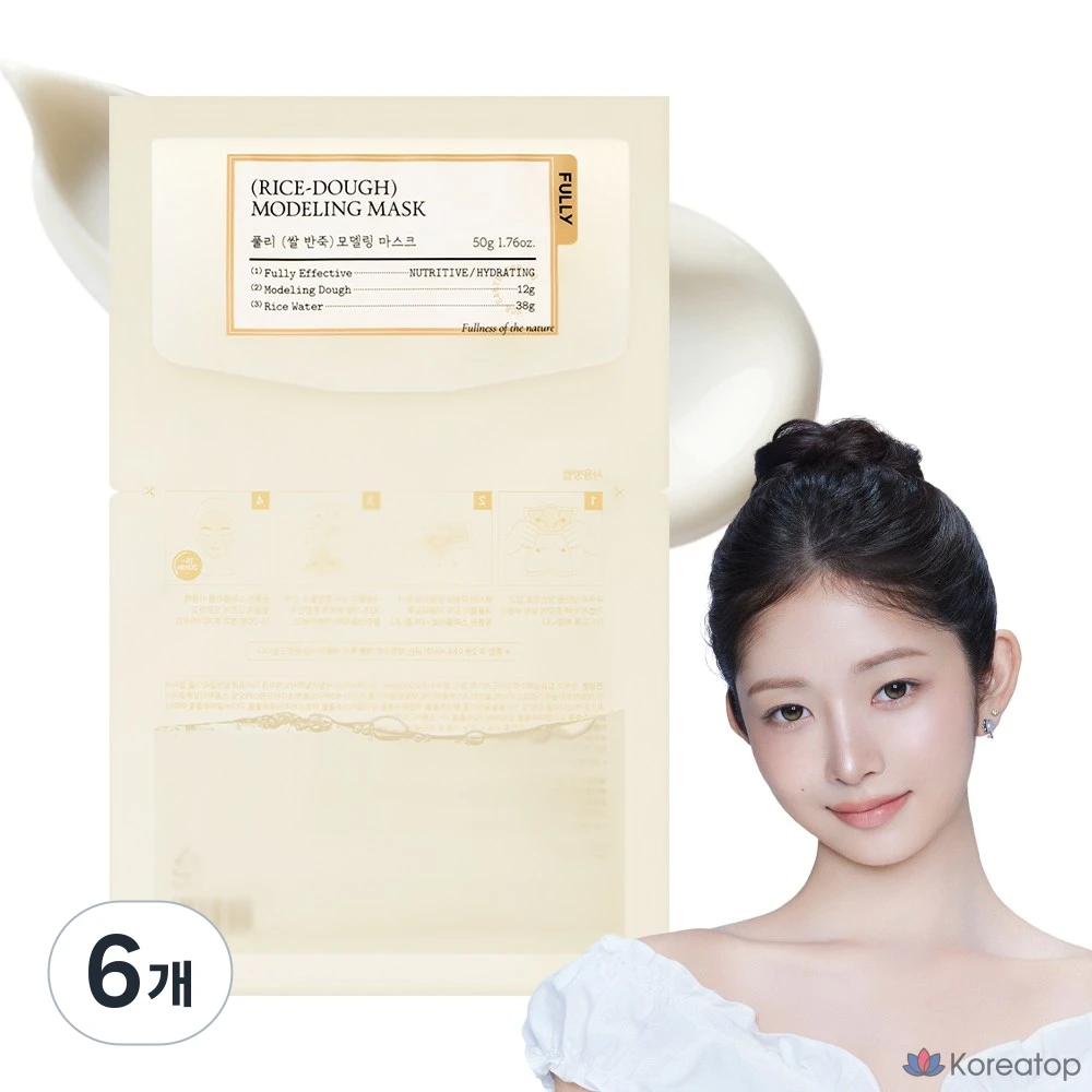 Тканевая маска для лица FULLY Rice Dough Modeling Mask Pack Rice Bran Water Nutrition Moisture Care, 24 шт.