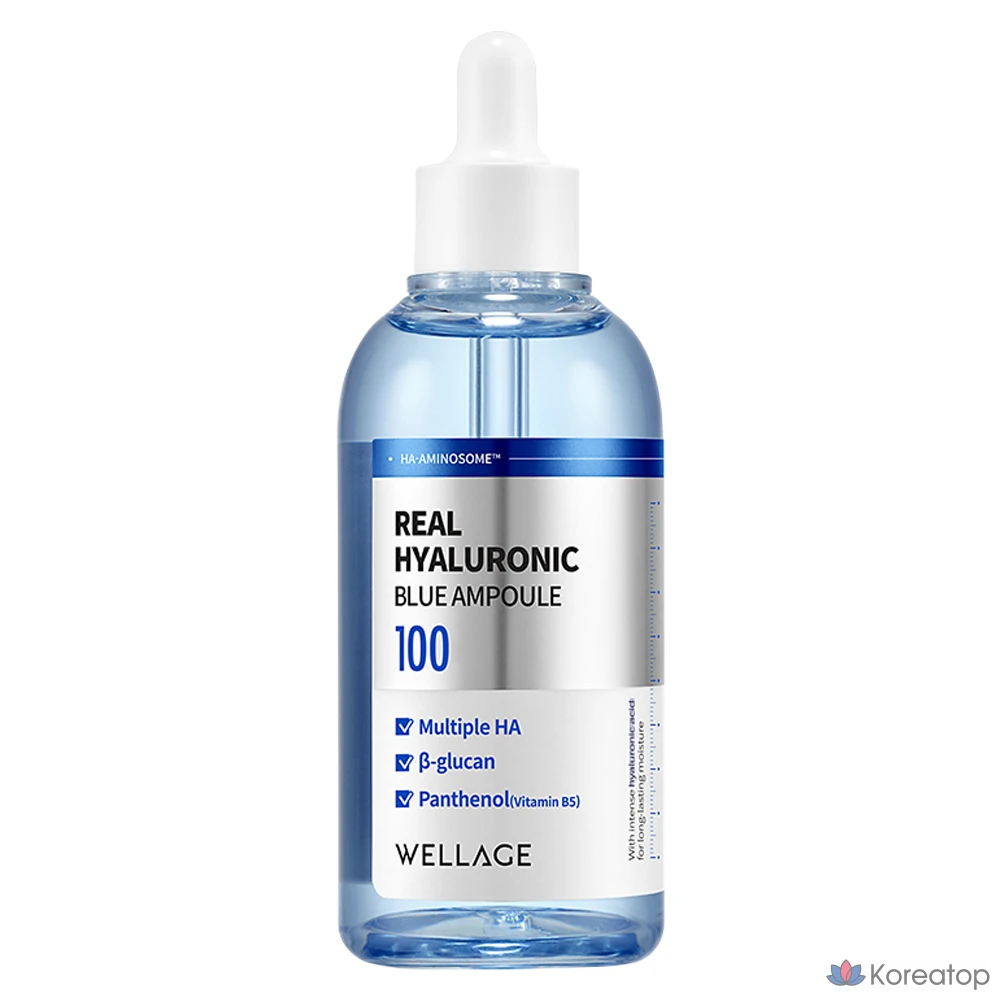 Ампульная сыворотка WELLAGE Real Hyaluronic Blue Ampoule, 100 мл, 1 шт.