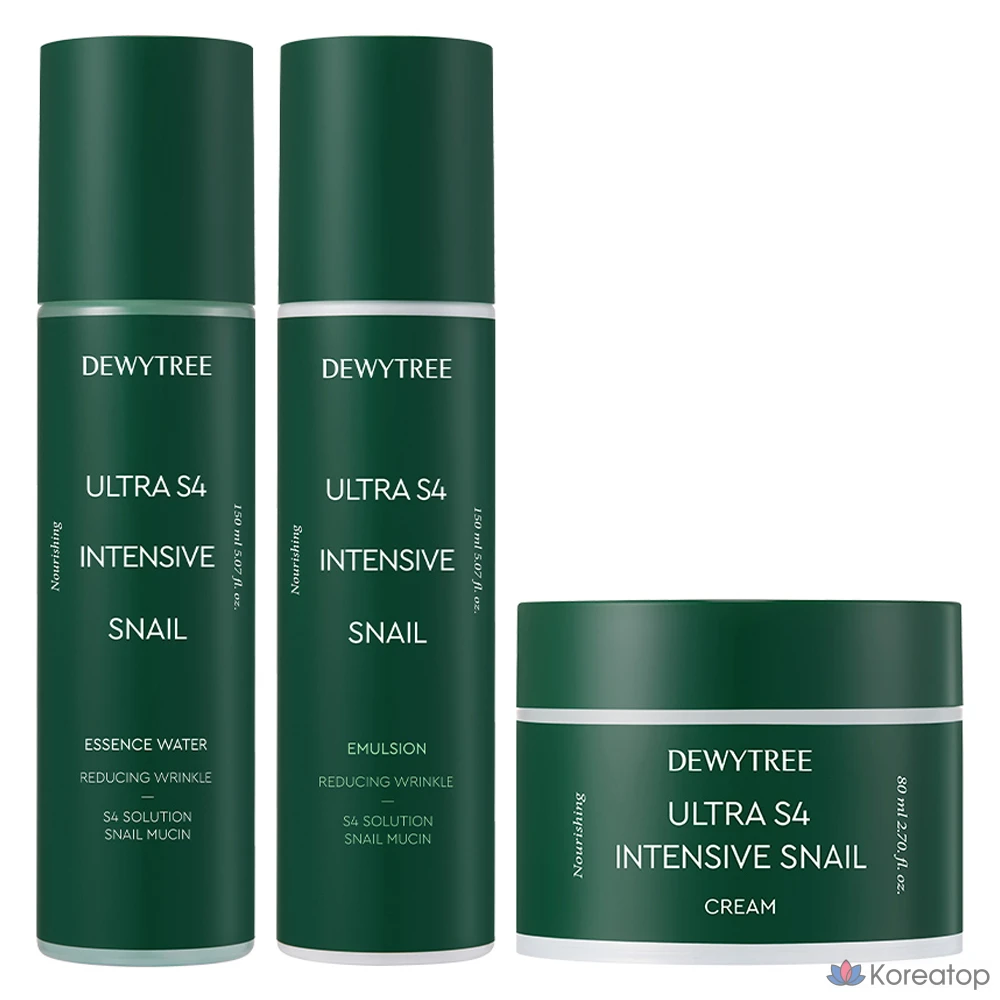Набор для ухода Dewytree Ultra S4 Intensive Snail 3-piece Set (Cream 80 мл + Toner 150 мл + Emulsion 150 мл), 1 шт.