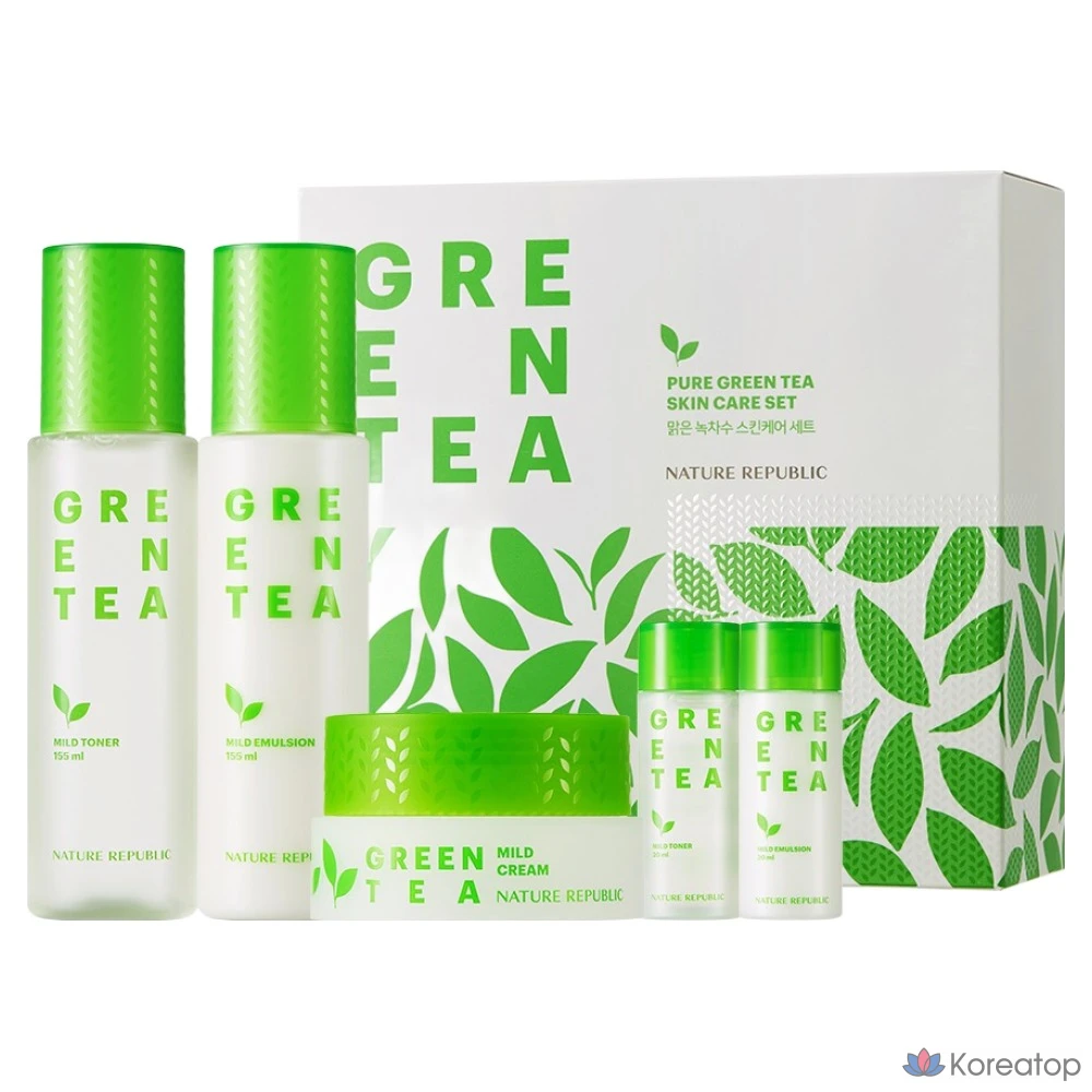 Набор для ухода Nature Republic Clear Green Tea Water Skincare Set, 1 шт.