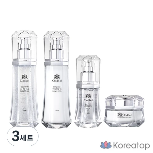 Набор для ухода Cledbel Collagen Whitening (Skin Toner + Essence Lotion + Serum + Cream), 3 шт.