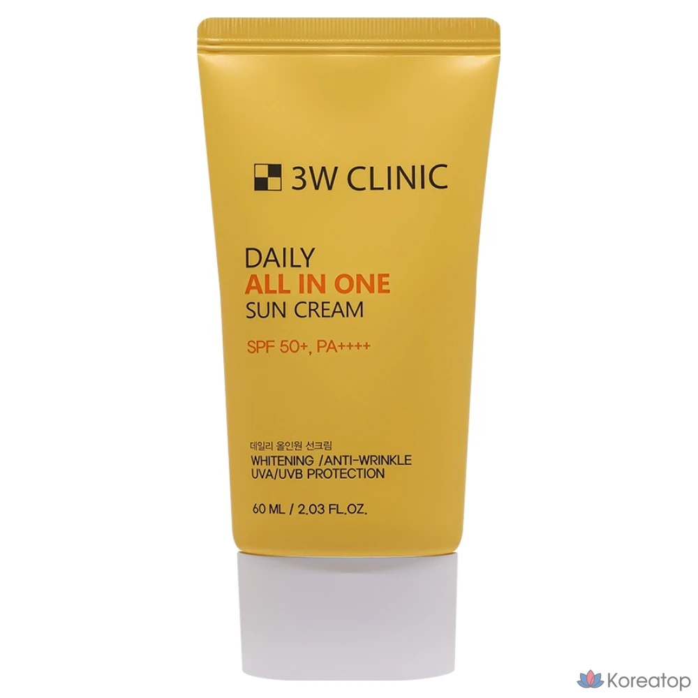 Солнцезащитный крем 3W Clinic Daily All-in-One Sun Cream SPF50+ PA++++, 60 мл, 1 шт.
