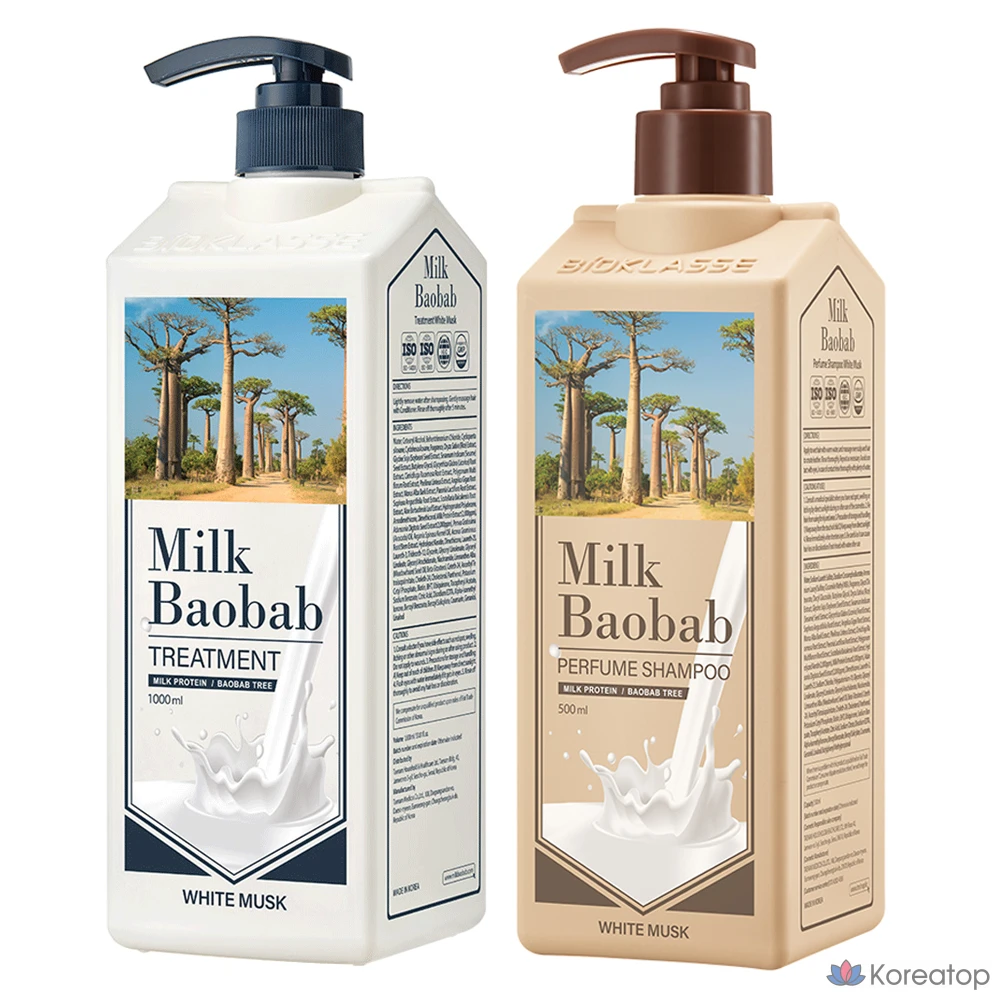 Шампунь Milk Baobab Perfume Shampoo + Кондиционер Treatment White Musk, 500 мл + 1000 мл, 1 шт.