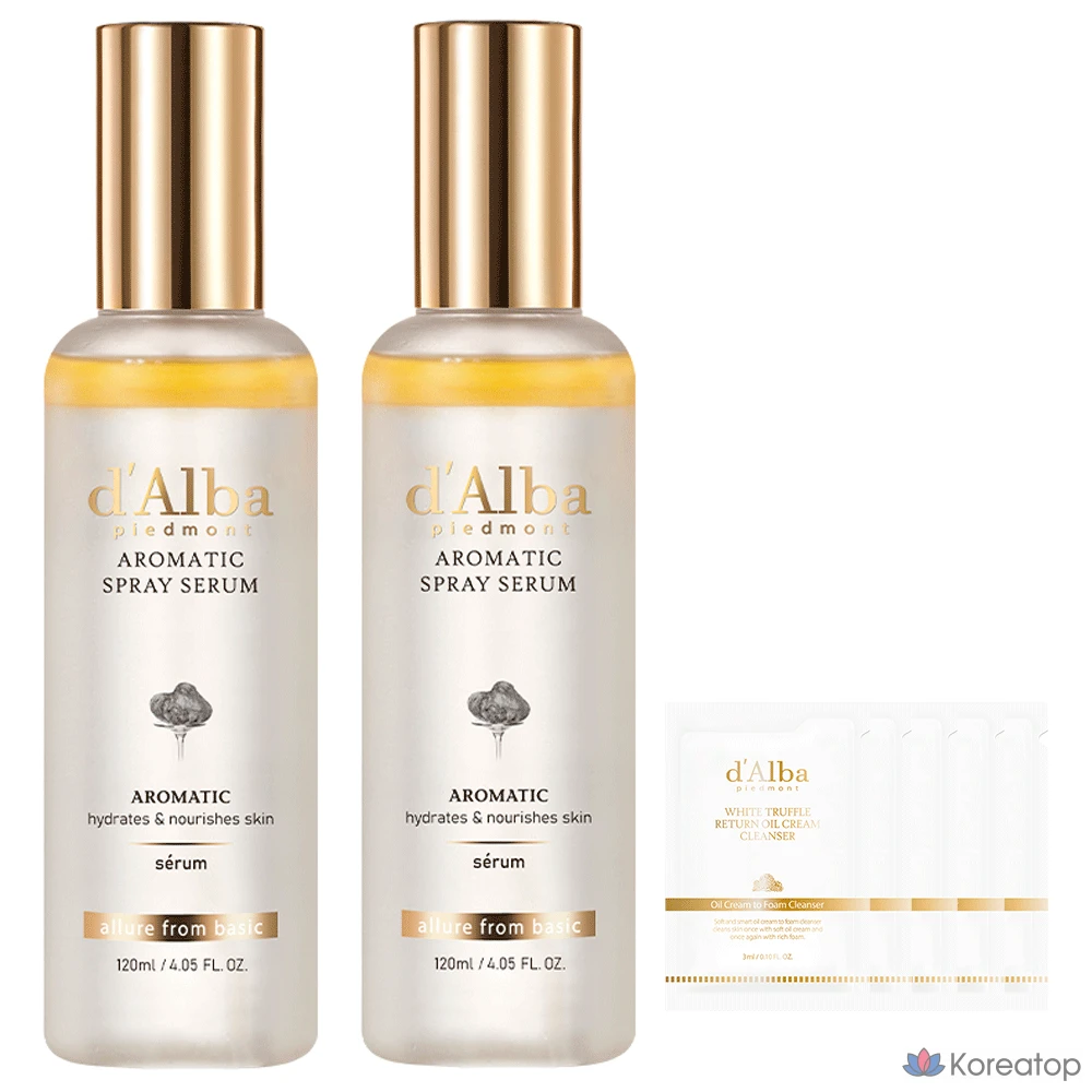 Набор для ухода d'Alba White Truffle First Aromatic Spray Serum 120 мл x 2 шт. + Mild Acid Gel Cleanser 3 мл x 5 шт., 1 шт.