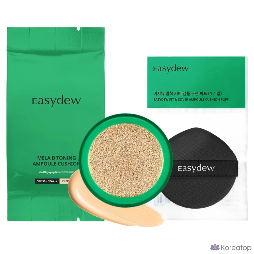Кушон Easydew Mela B Toning Ampoule Cushion Refill Puff, оттенок 21 Natural, 13 г, 1 шт.