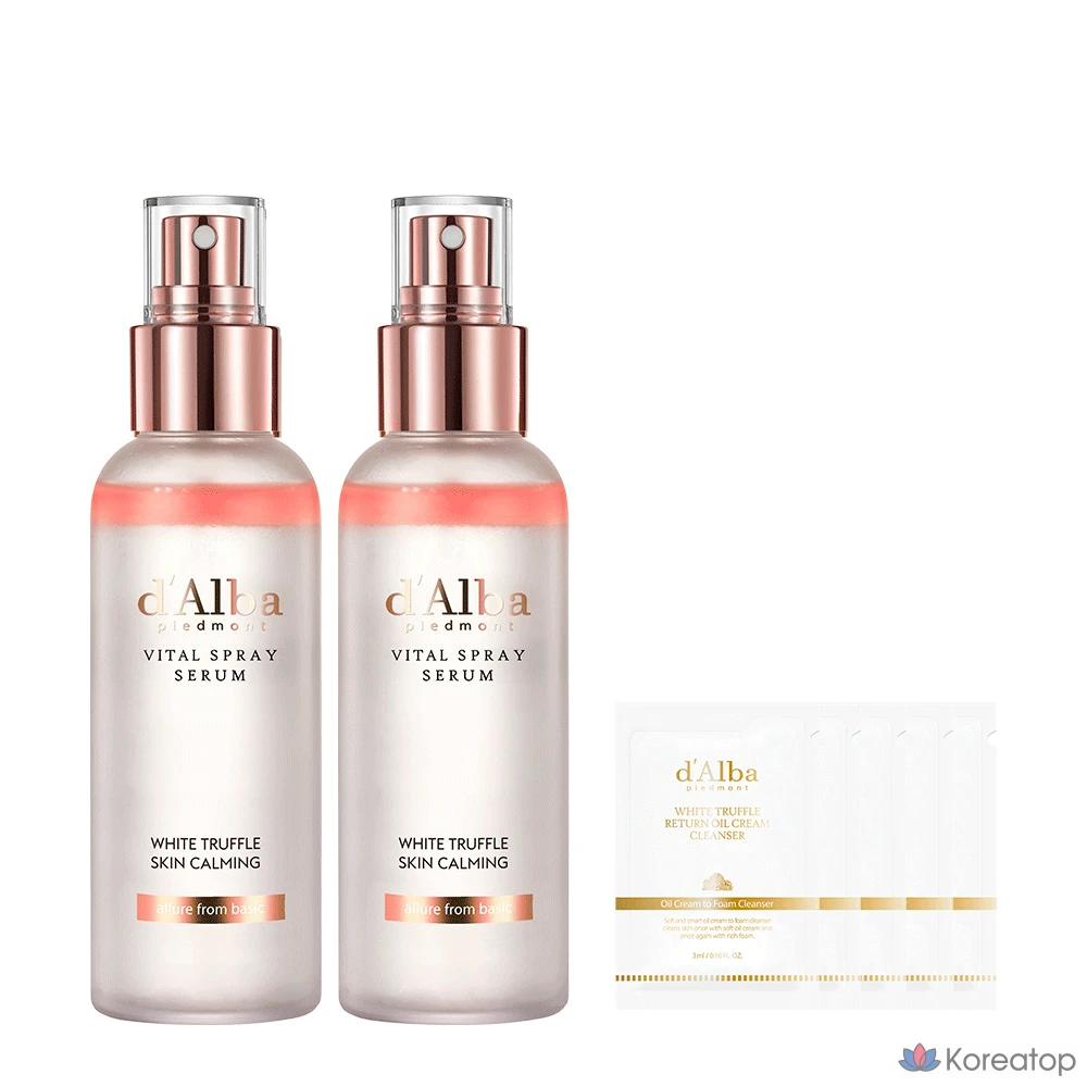 Спрей-сыворотка d'Alba White Truffle Vital Spray Serum + Набор для ухода 2-piece Set (Спрей-сыворотка 100 мл + Гель-пенка для умывания 15 мл), 2 шт.