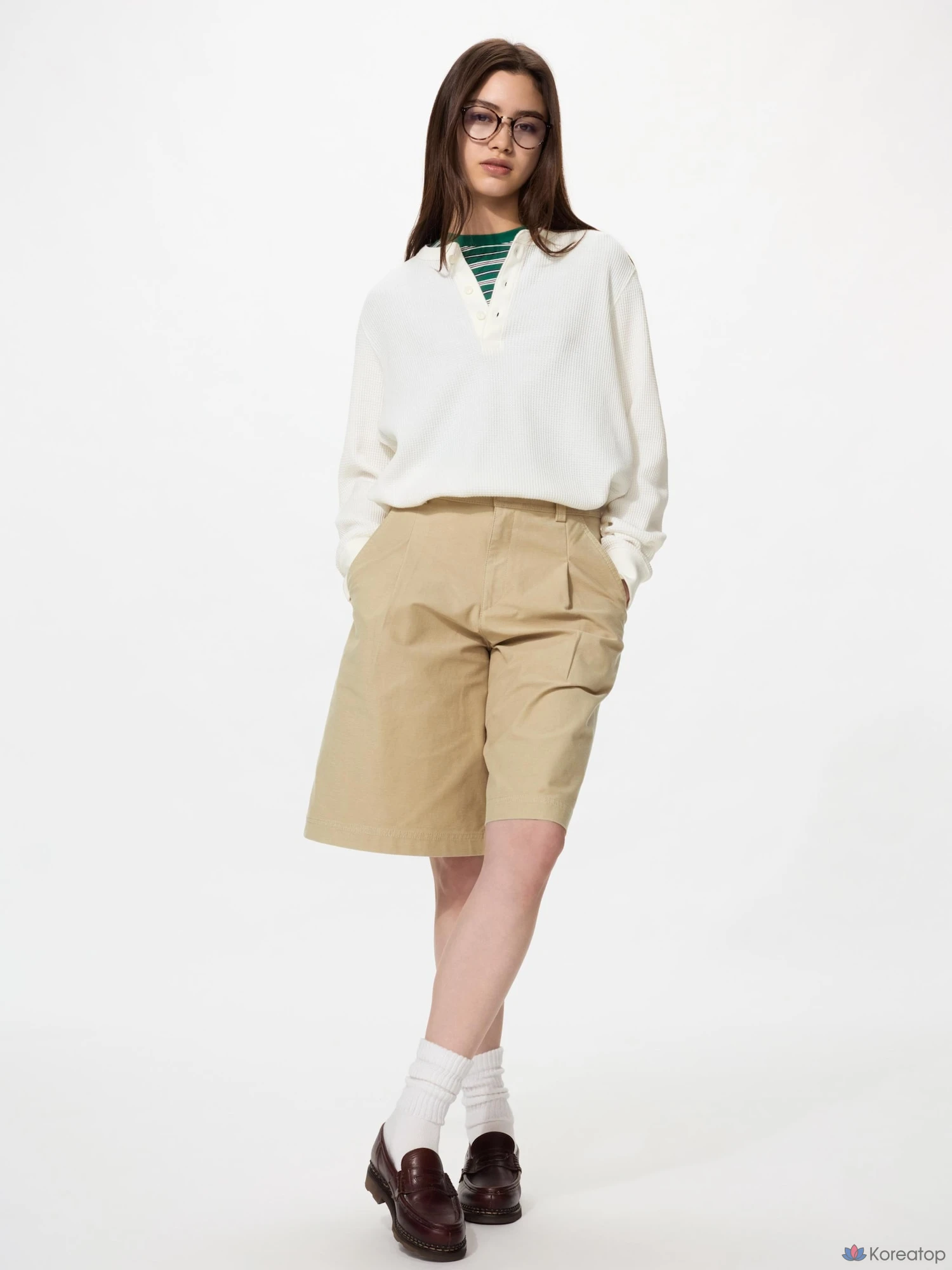 Лонгслив Uniqlo Waffle Henley Neck T-Shirt