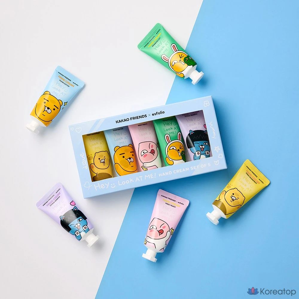 Набор для ухода Esfolio Kakao Friends Look At Me Hand Cream 5-piece Set (Grapefruit/Clean Cotton/Sweet Peach/Romantic Lily/Citrus Verbena), 1 шт.