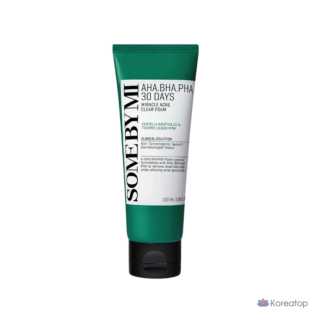Очищающая пенка Some By Mi AHA BHA PHA 30 Days Miracle Acne Clear Foam, 100 мл, 1 шт.