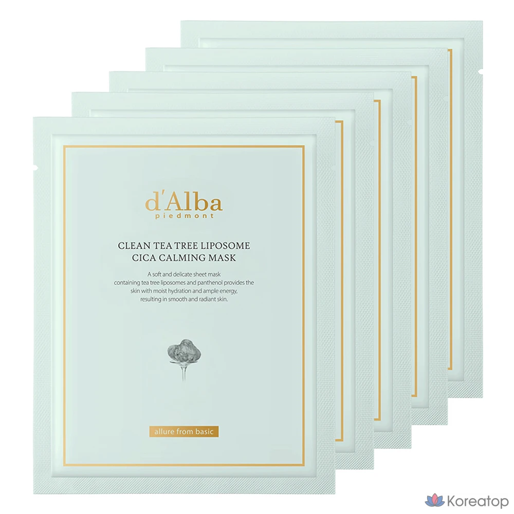 Тканевая маска для лица d'Alba Clean Tea Tree Liposome Cica Calming Mask, 5 шт.