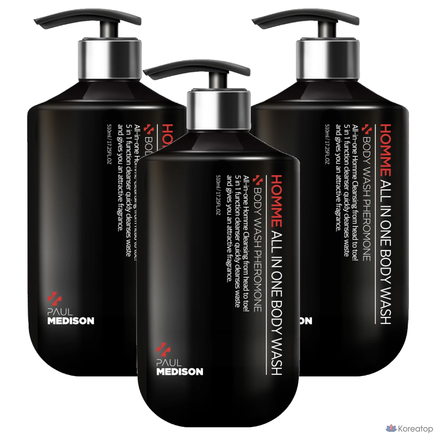 Гель для душа PAUL MEDISON Homme All-in-One Body Wash Pheromone, 510 мл, 3 шт.
