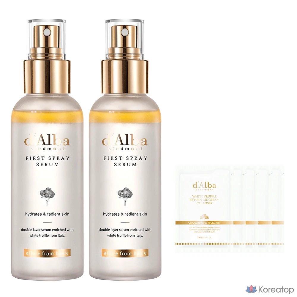 Сыворотка-спрей d'Alba White Truffle First Spray Serum, 100 мл, 2 шт. + Гель-пенка для умывания, 3 мл, 5 шт.
