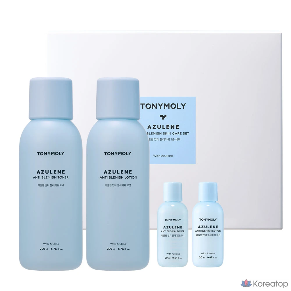 Набор для ухода Tony Moly Azulene Anti-Blemish 2-piece Set + Тонер 20 мл + Лосьон 20 мл, 1 шт.