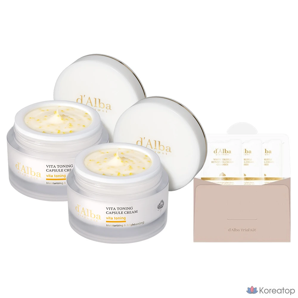 Набор для ухода d'Alba Vita Toning Capsule Cream 2-piece Set (Cream + Serum Cleanser), 55 г + 3 мл, 1 шт.