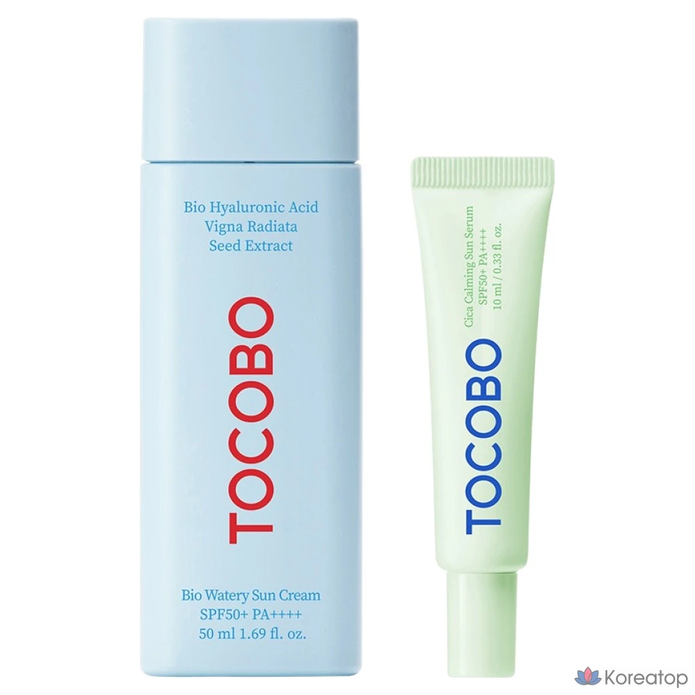 Солнцезащитный крем Tocobo Bio Watery Sun Cream 50 мл + Calming Sun Serum 10 мл SPF50+ PA++++, 1 шт.