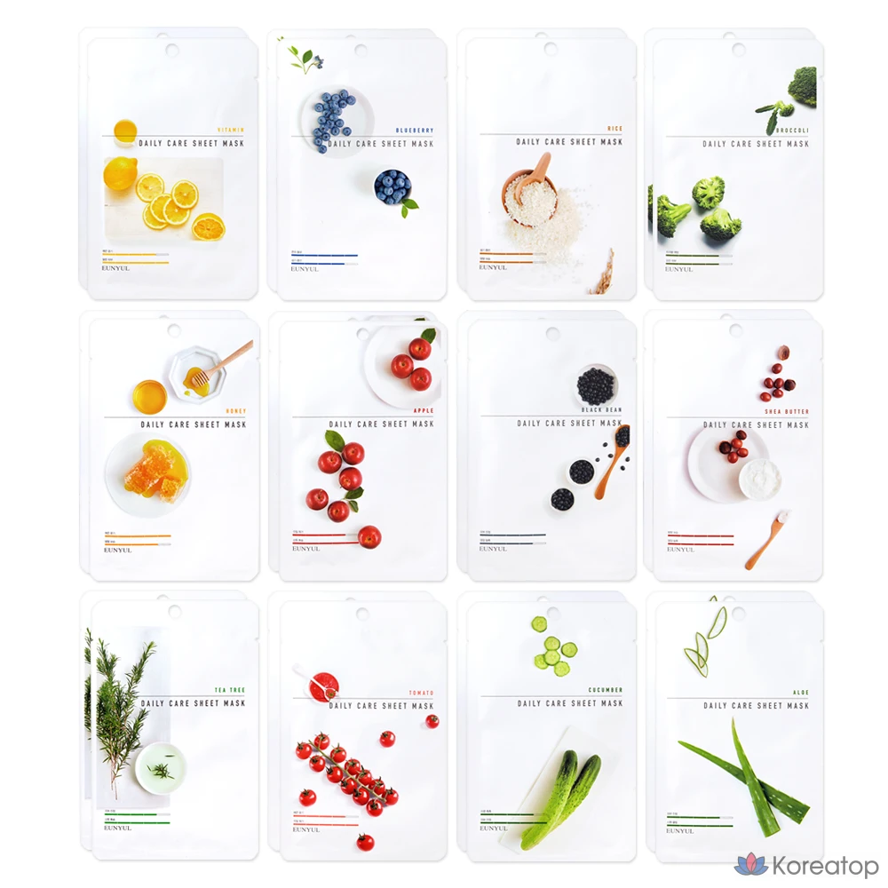 Тканевая маска для лица Eunyul Daily Care Sheet Mask 12 Types, 24 шт.