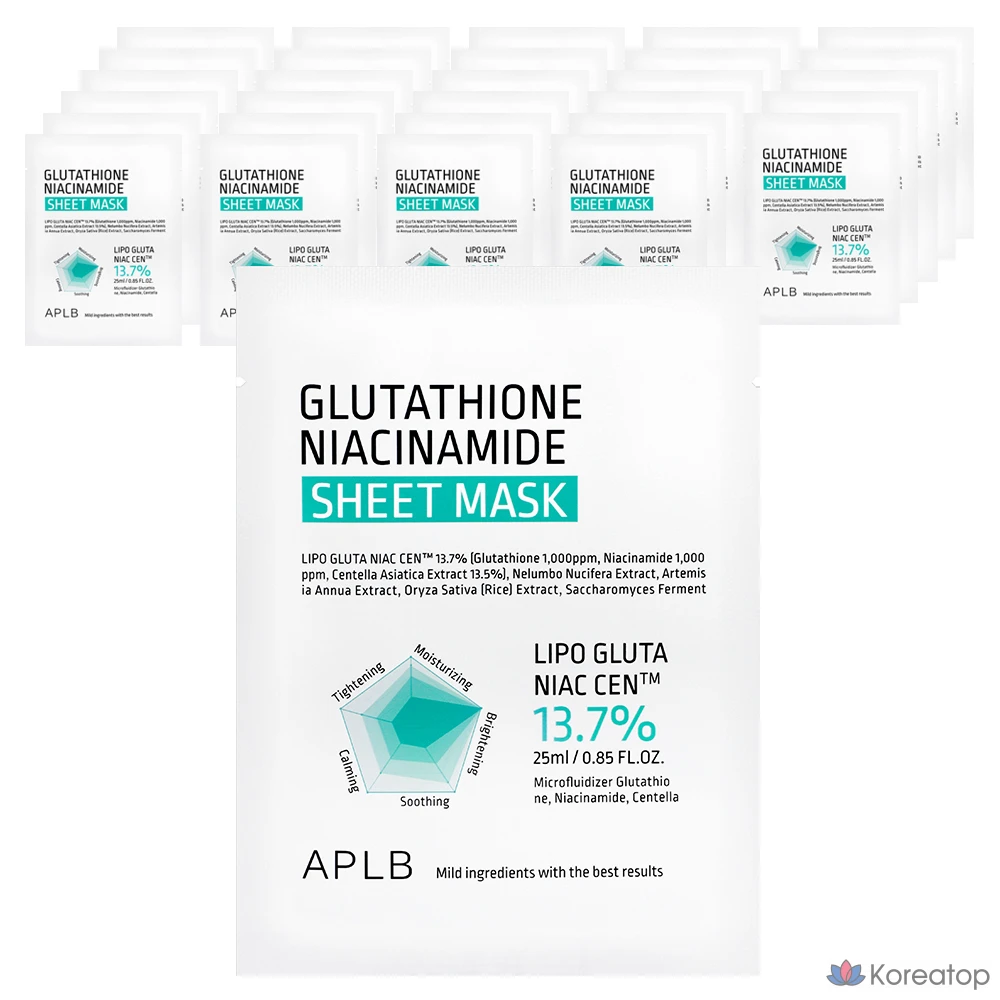 Тканевая маска для лица APLB Glutathione Niacinamide Sheet Mask, 50 шт.