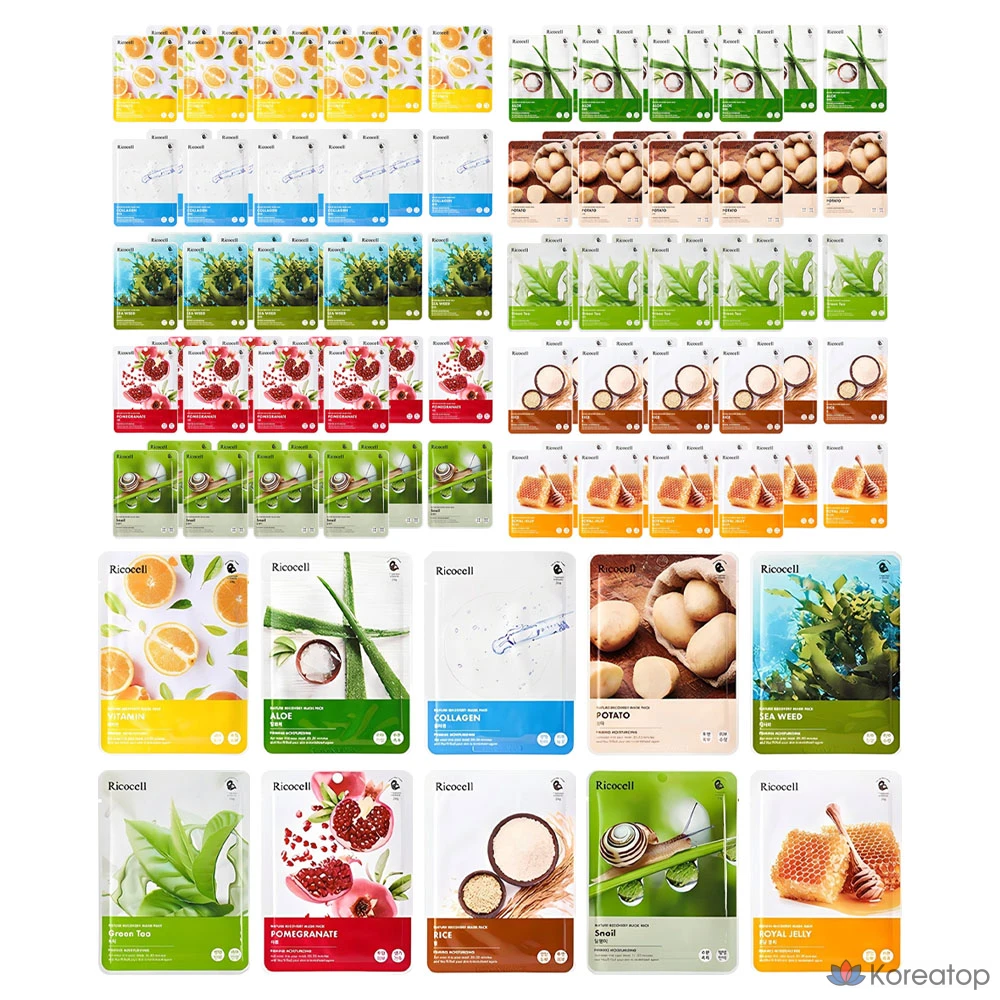 Тканевая маска для лица Ricocell Nature Recovery Mask Pack, набор №1, 200 шт.