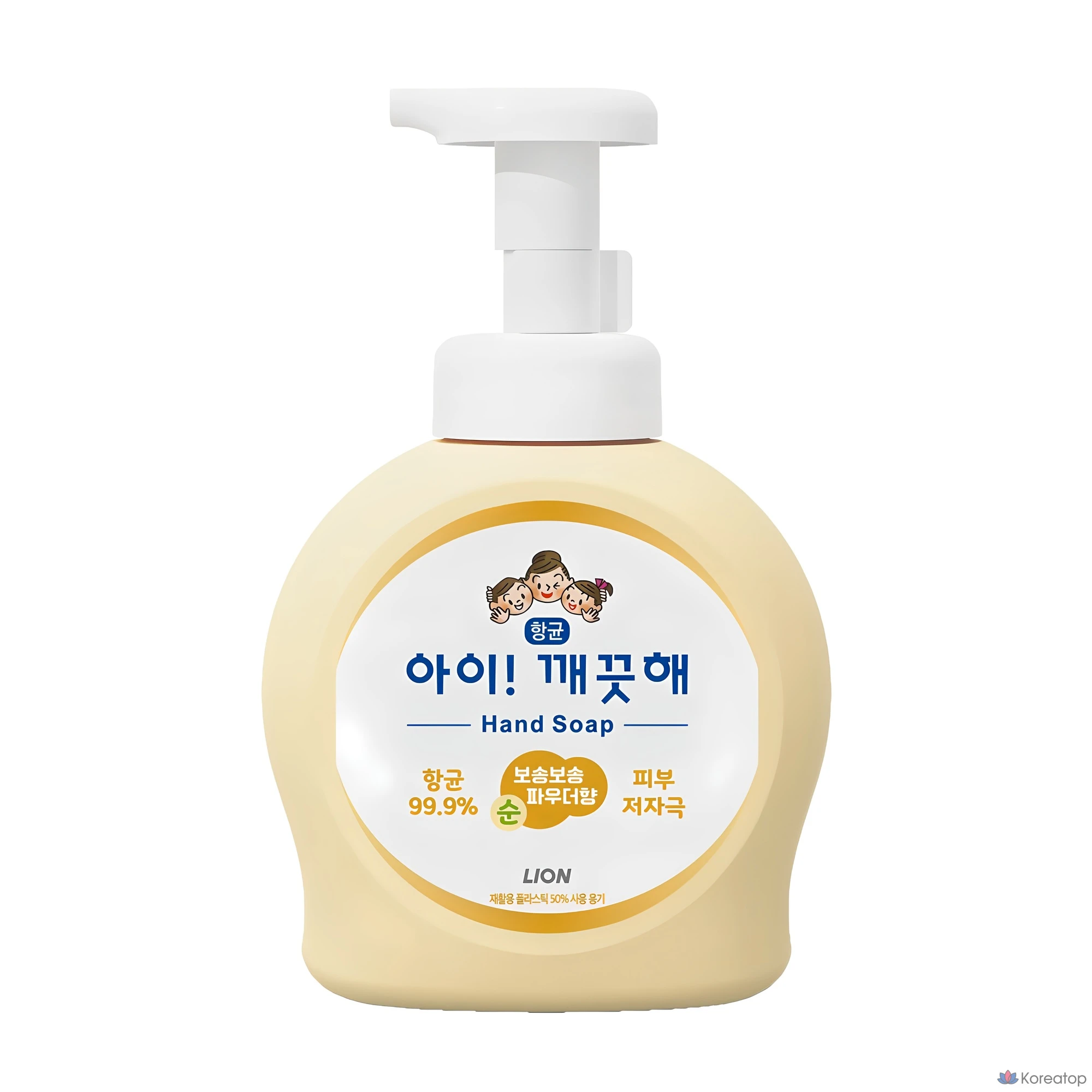 Антибактериальное жидкое мыло для рук Lion Ai Kkaekkuthae Antibacterial Foam Hand Soap Powder Scent, 490 мл, 1 шт.