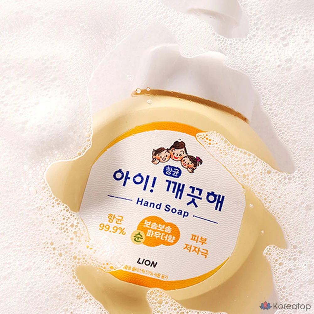 Антибактериальное жидкое мыло для рук Lion Ai Kkaekkuthae Antibacterial Foam Hand Soap Powder Scent, 490 мл, 1 шт., фото 3