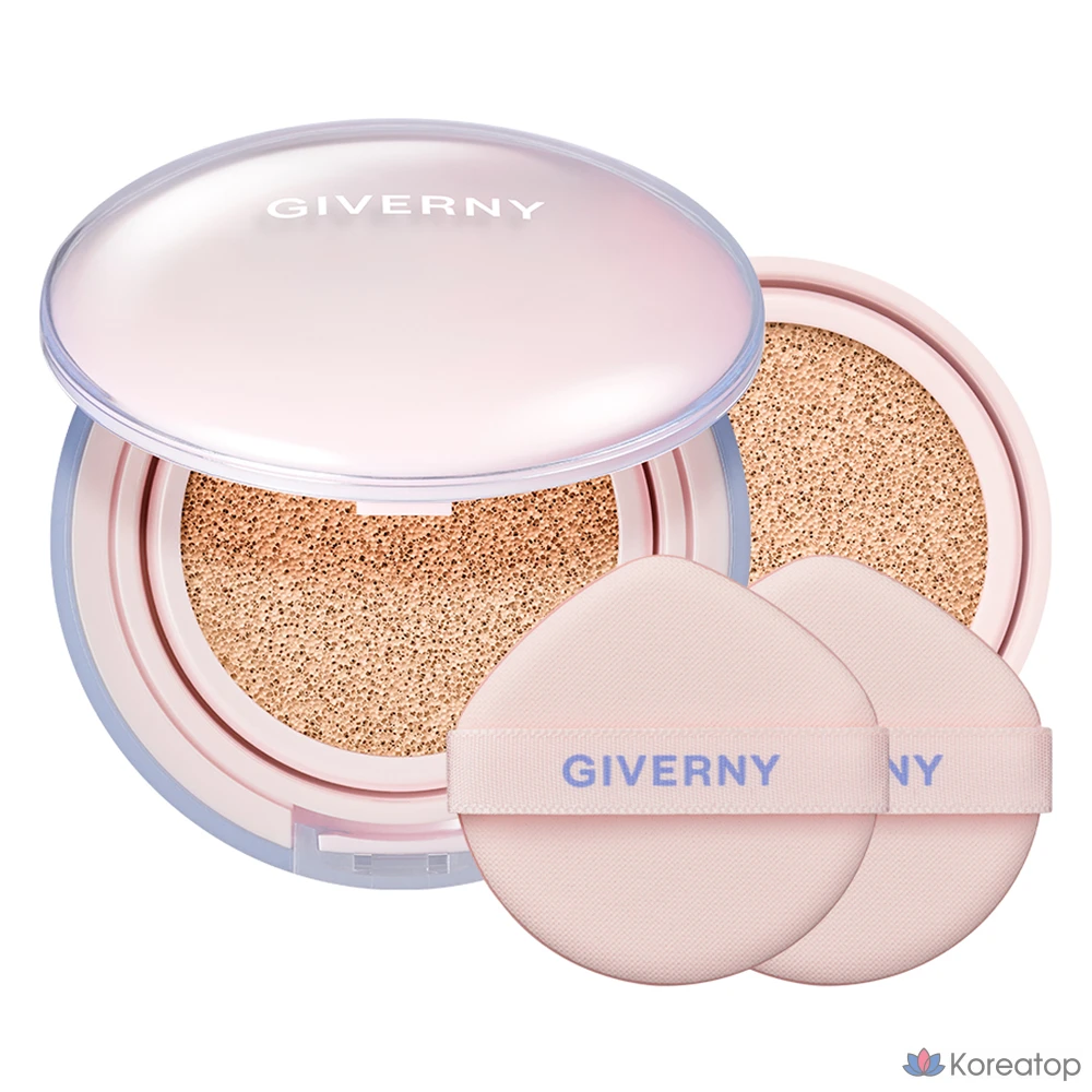 Кушон Giverny Dewy Glassy Cushion Foundation Set (Cushion + Refill), оттенок 23NW Medium Beige, 13 г, 1 шт.