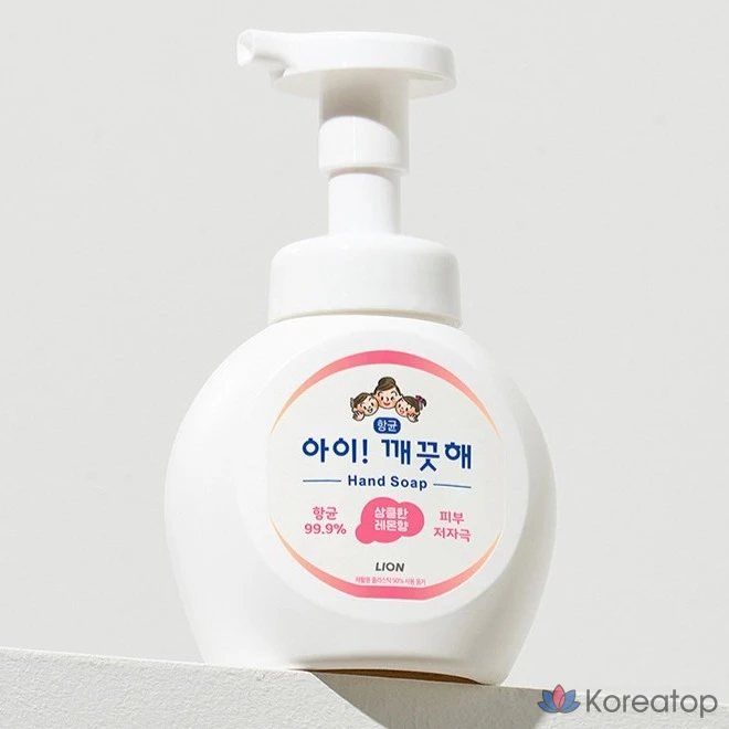 Антибактериальное жидкое мыло для рук Lion Ai Kkaekkuthae Antibacterial Foam Hand Soap Powder Scent, 490 мл, 1 шт., фото 6