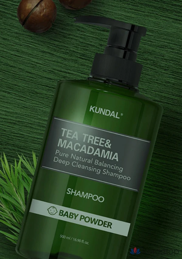 Шампунь Kundal Tea Tree & Macadamia Deep Cleansing Shampoo, аромат Baby Powder, 1.058 л, 1 шт., фото 4