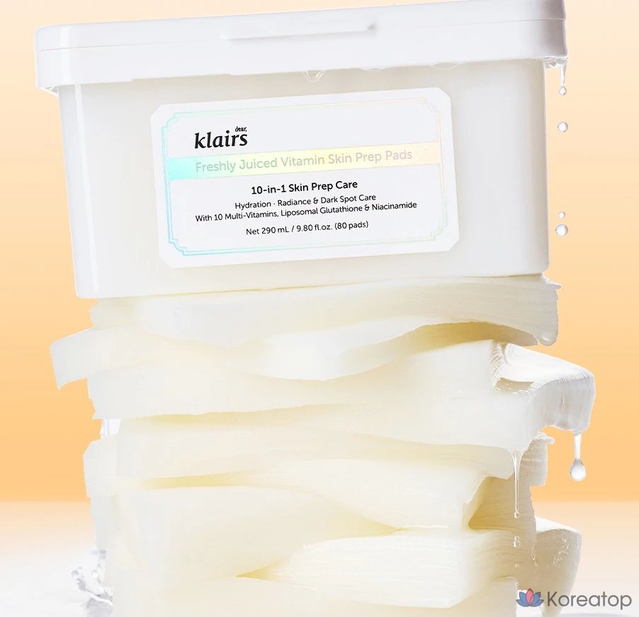 Пилинг-пэды Dear, Klairs Freshly Juiced Vitamin Drop Pad, 290 мл, 80 шт.