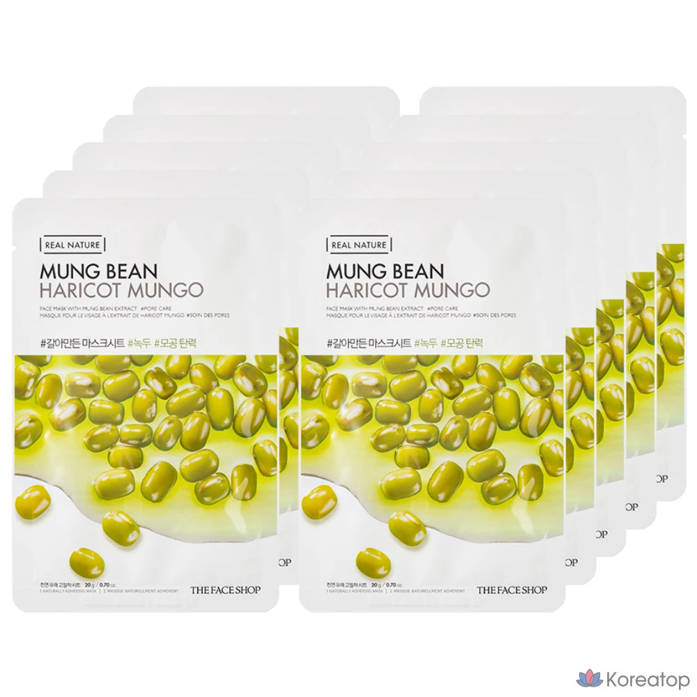 Тканевая маска для лица The Face Shop Grinded Mung Bean Mask Sheet, 10 шт.