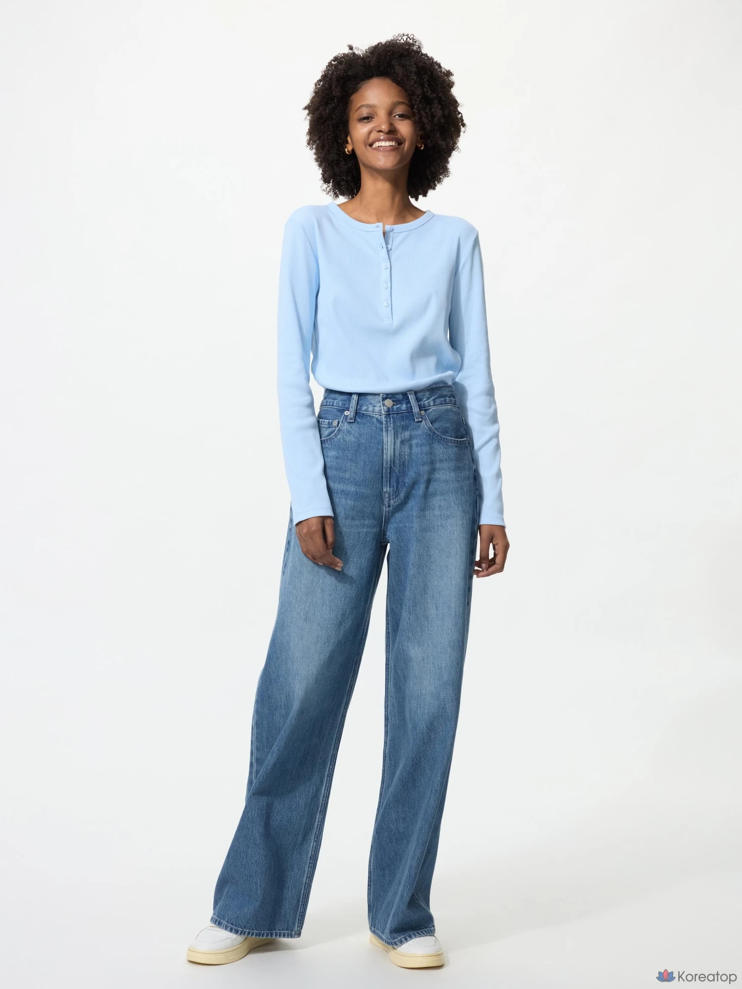 Футболка с длинным рукавом Uniqlo Rib Henley Neck T