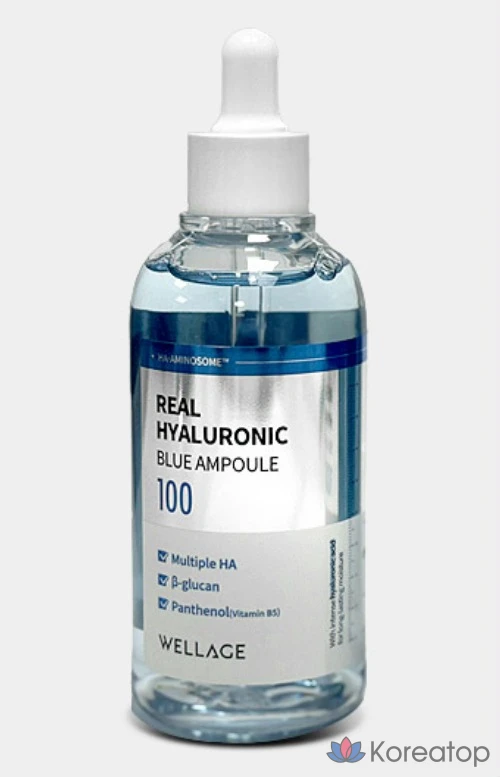Ампульная сыворотка WELLAGE Real Hyaluronic Blue Ampoule, 100 мл, 1 шт., фото 2