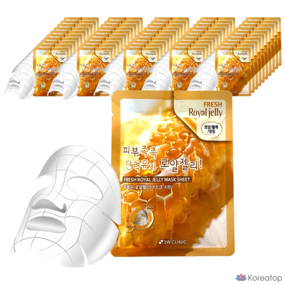 Тканевая маска для лица 3W Clinic Fresh Royal Jelly Mask Sheet, 50 шт.