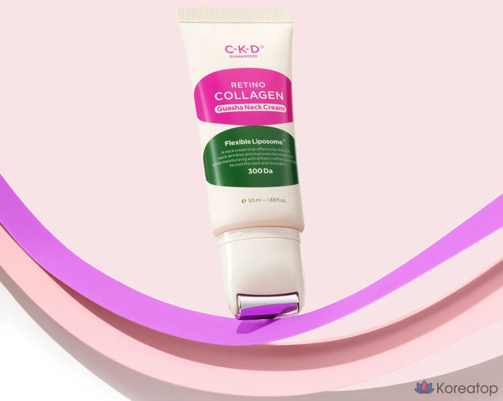 Крем для лица и шеи с массажером Gua Sha CKD Retino Collagen Low Molecular 300, 50 мл + Ампульная сыворотка Collagen 1 мл 3 шт.