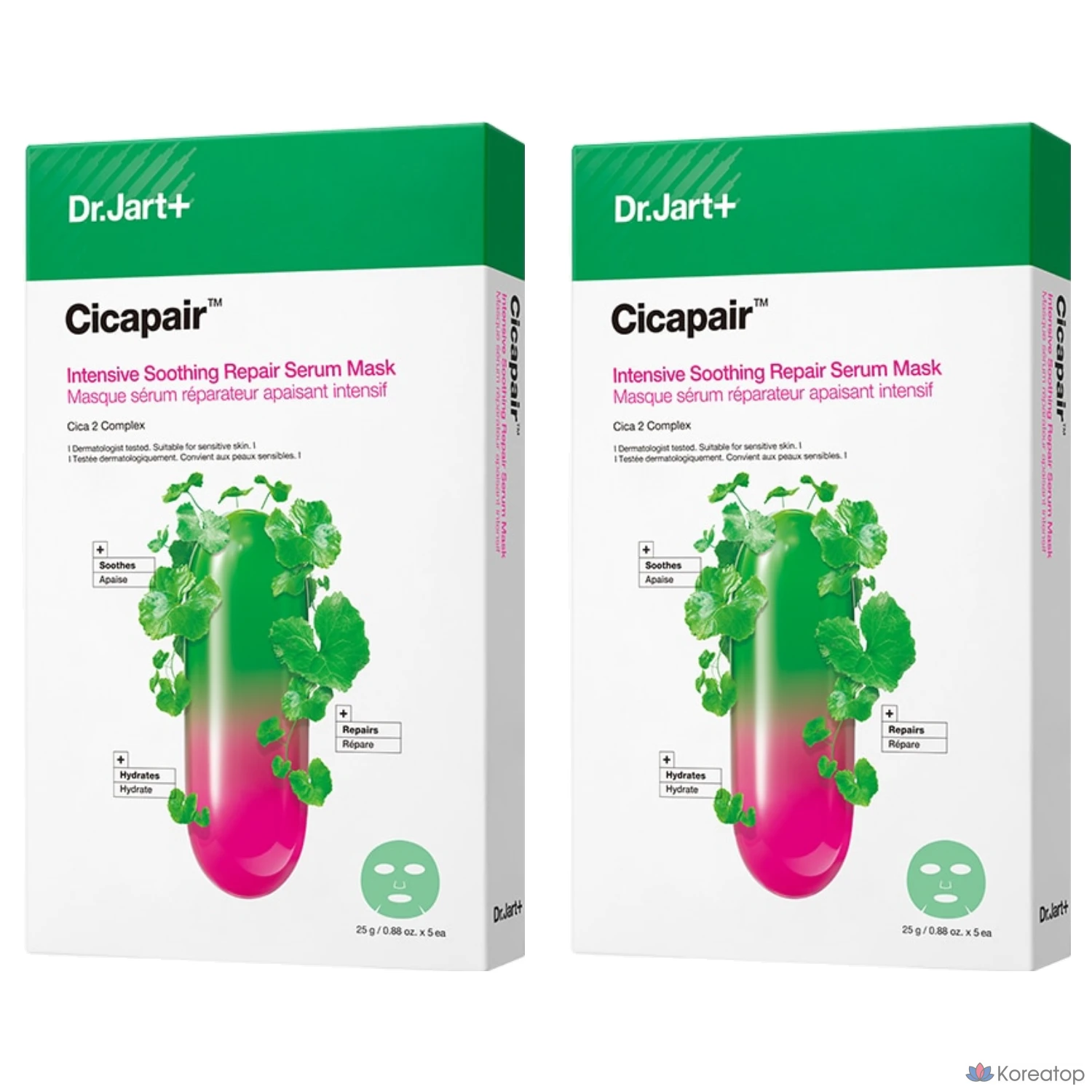 Тканевая маска для лица Dr. Jart+ Cicapair Intensive Soothing Repair Serum Mask, 25 г, 10 шт.