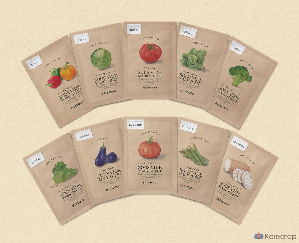 Тканевая маска для лица Skinfood Sous-Vide Mask Kale, 20 г, 10 шт.