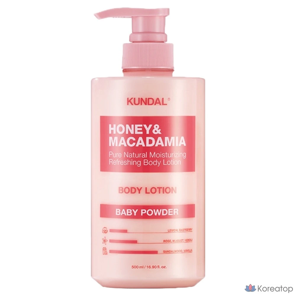 Лосьон для тела Kundal Honey &amp; Macadamia Pure Body Lotion Baby Powder, 500 мл, 1 шт.