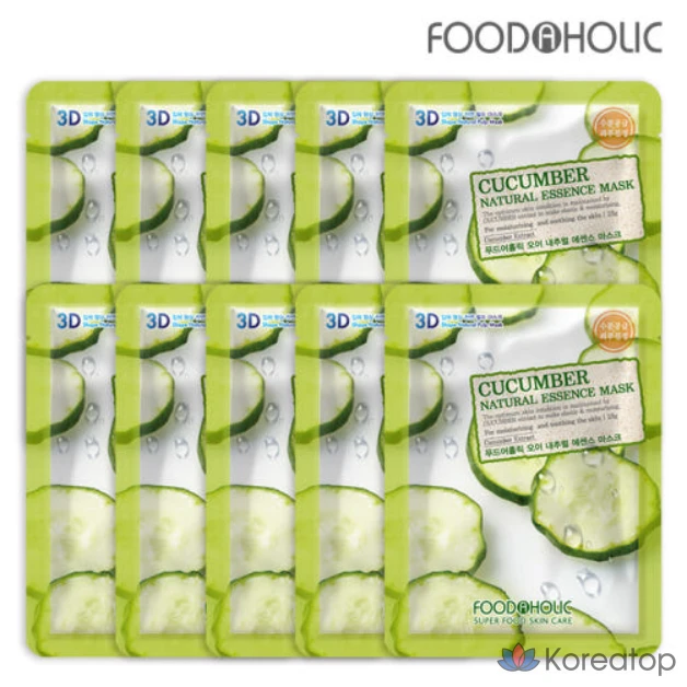 Тканевая маска для лица FoodaHolic Natural Essence Mask Cucumber, 4 шт.
