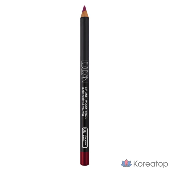 Карандаш для губ Heartpercent Wood Pencil Lip Liner, оттенок 06 Blue Wine, 4 x 150 мм, 1 шт.