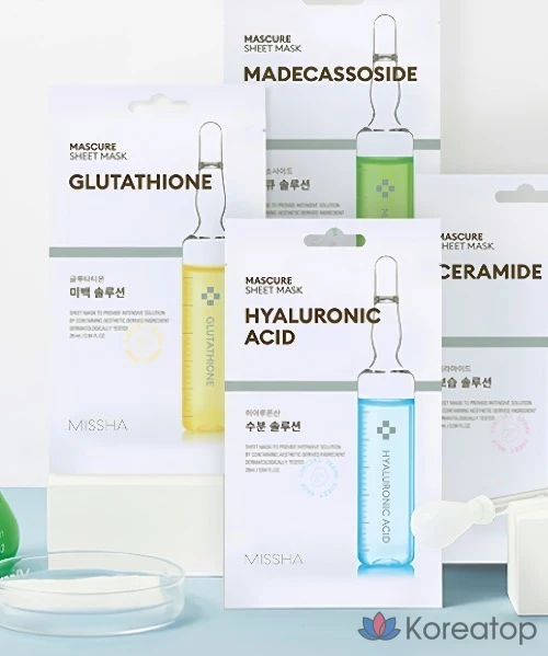 Тканевая маска для лица Missha MasCure Whitening Solution Sheet Mask Glutathione, 50 шт., фото 3
