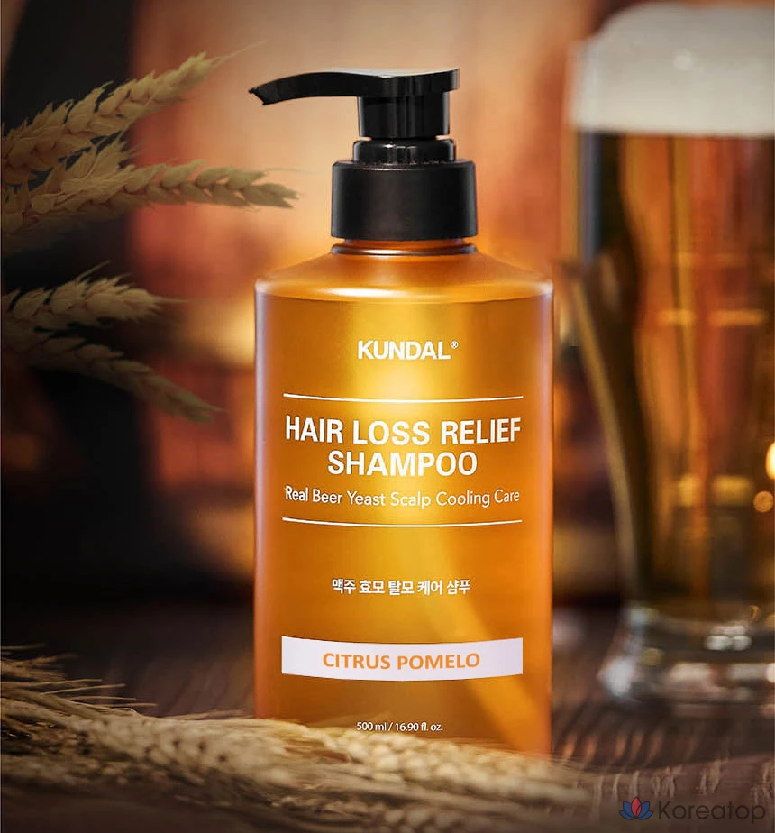 Шампунь Kundal Beer Yeast Anti-Hair Loss Shampoo, аромат Citrus Pomelo, 500 мл, 1 шт.