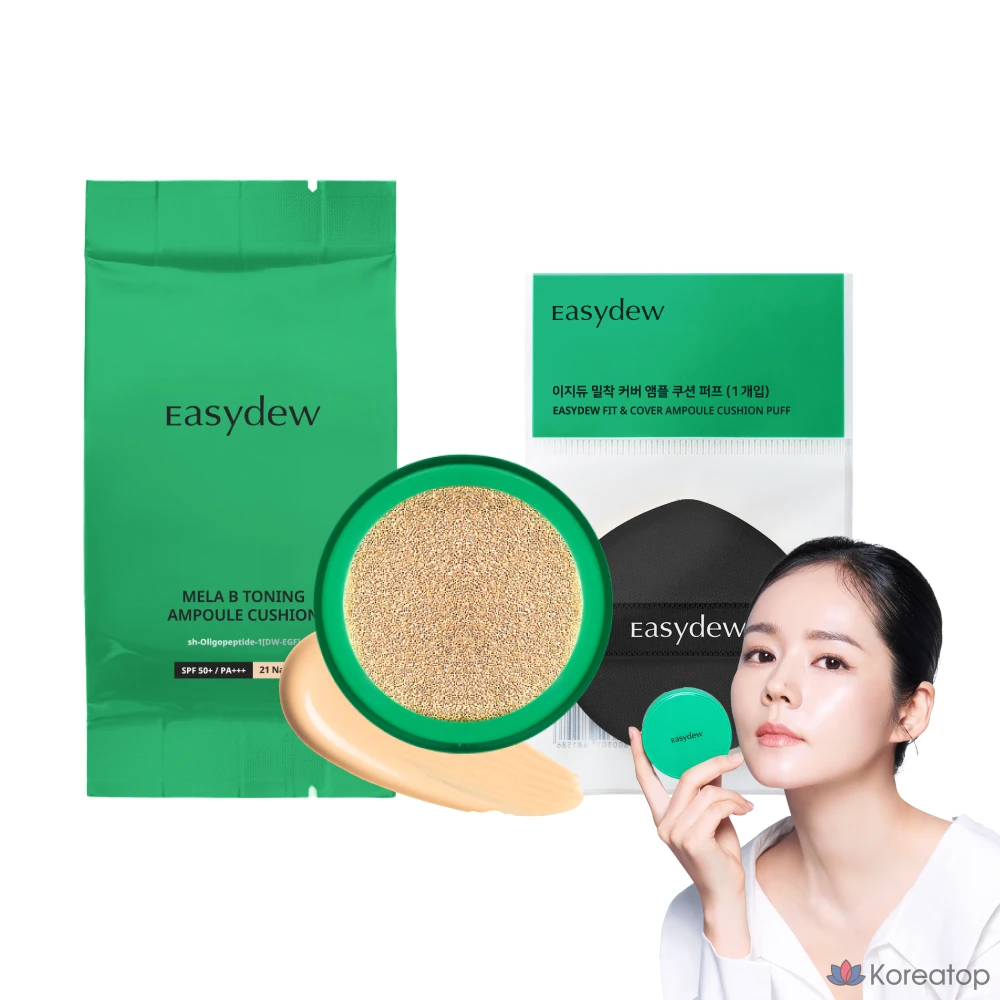 Кушон Easydew Mela B Toning Ampoule Cushion Refill Puff, оттенок 21 Natural, 13 г, 1 шт., фото 2