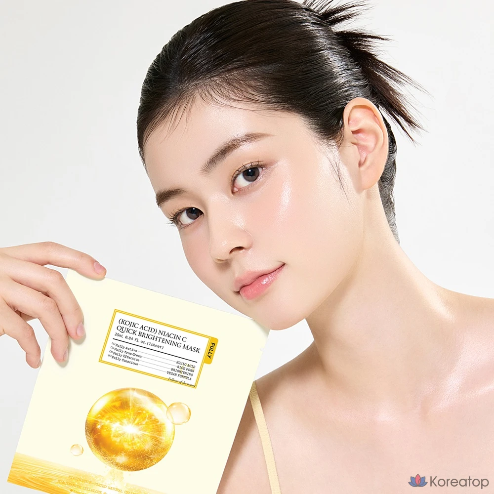 Тканевая маска для лица FULLY Kojic Acid Niacin C Quick Brightening Mask, 4 шт.