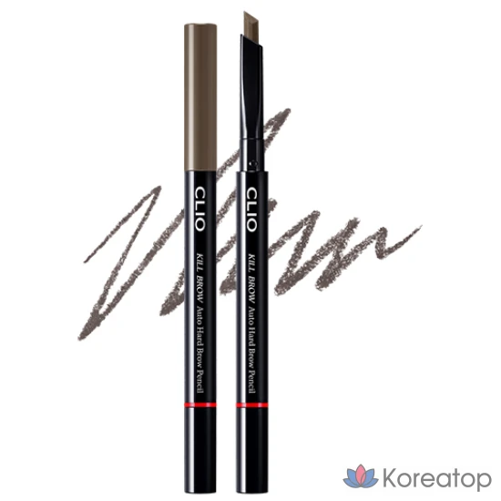 Карандаш для бровей Clio Kill Brow Auto Hard Brow Pencil, оттенок 1 Natural Brown, 0.31 г, 1 шт.