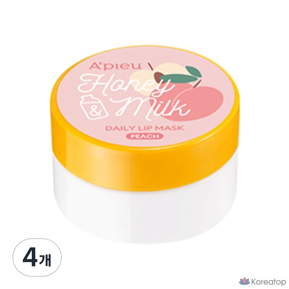 Тканевая маска для губ A'Pieu Honey & Milk Daily Lip Mask, оттенок Peach, 6 г, 4 шт.