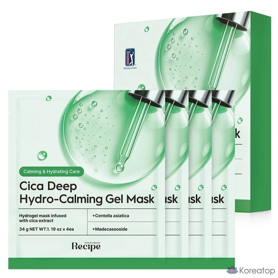 Тканевая маска для лица Re:cipe Cica Deep Hydro Calming Gel Mask, 4 шт.